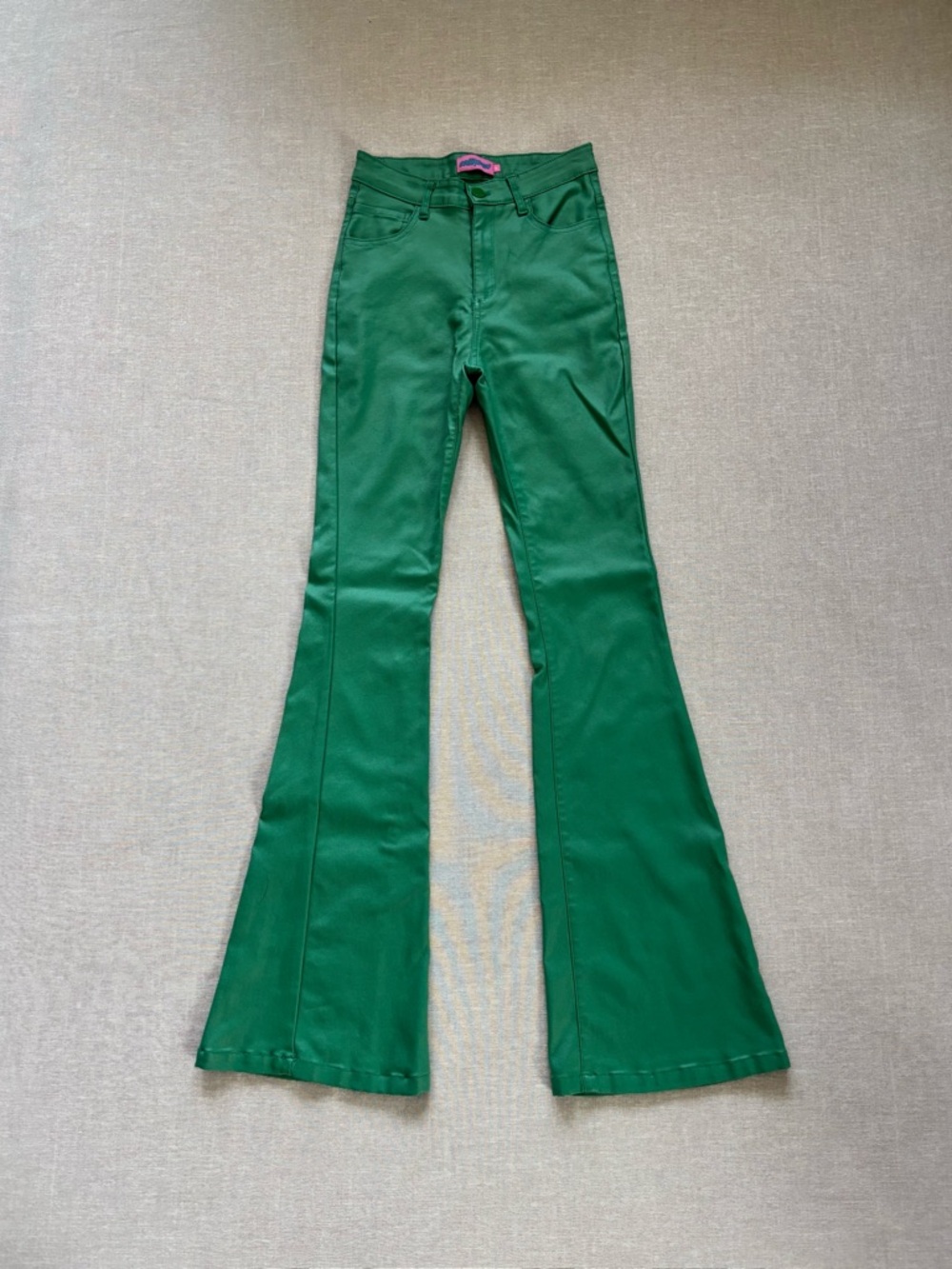 Edikted green faux leather flare pants. - Picture 2 of 16
